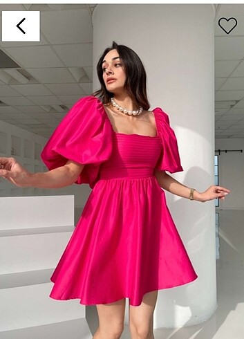 Fuşya kurdele mini elbise