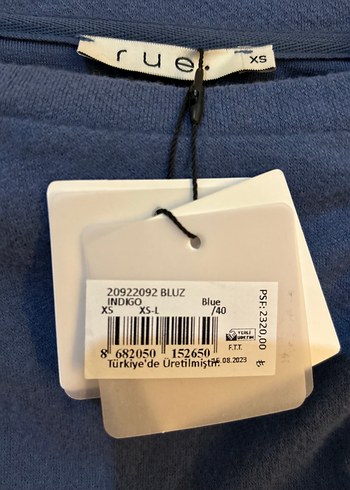 Rue Mavi Büzgülü Uzun Kollu Bluz