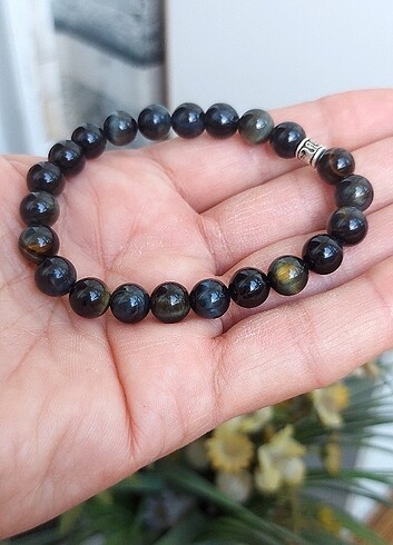 8 MM YANARDÖNER OBSIDYEN TAŞLI BİLEKLİK