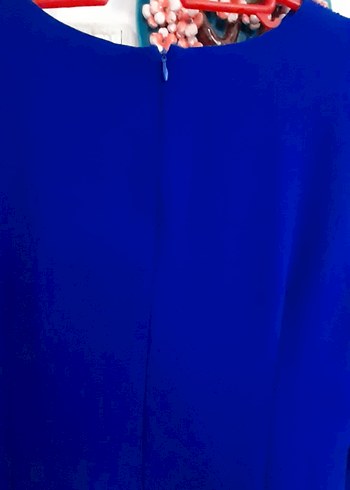 Uzun Kollu Mavi Kadın Abiye Elbise - Görsel 6