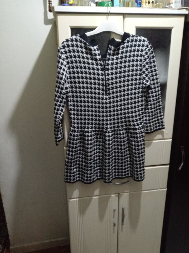 Uzun Kollu Mini Triko Elbise - Görsel 2