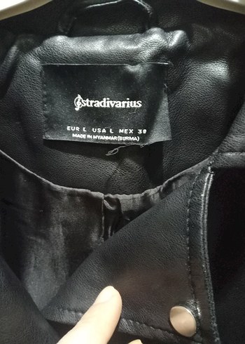 Siyah Kemerli Deri Biker Ceket - Görsel 2