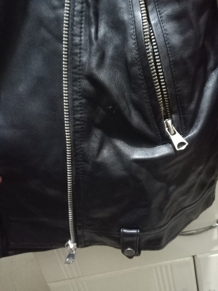 Siyah Kemerli Deri Biker Ceket - Görsel 3