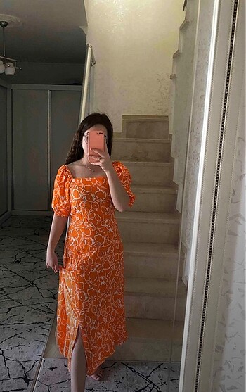 36 Beden turuncu Renk Midi elbise