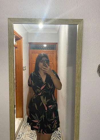Diğer Siyah V Yaka Mini Bohem Elbise