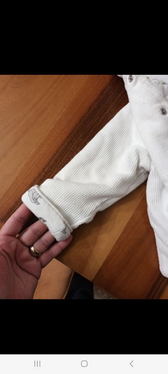 Kapüşonlu Beyaz Kız Çocuk Düğmeli Ceket - Görsel 4