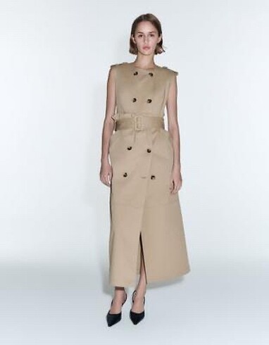 Zara gabardin kemerli elbise