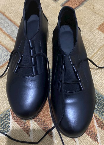 Kadın Siyah Deri Gotik Topuklu Oxford Ayakkabı