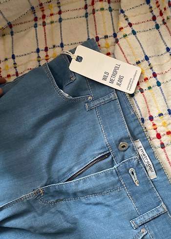 30 Beden Kadın Mavi Geniş Paça Kot Pantolon