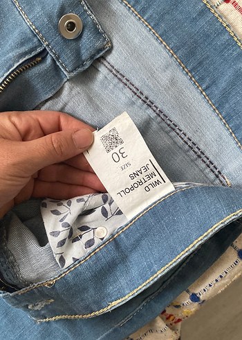 30 Beden mavi Renk Kadın Mavi Geniş Paça Kot Pantolon