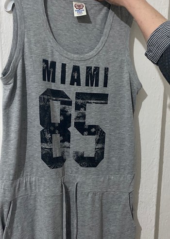 Gri Baskılı Kemerli Hamile Tulum - Görsel 2