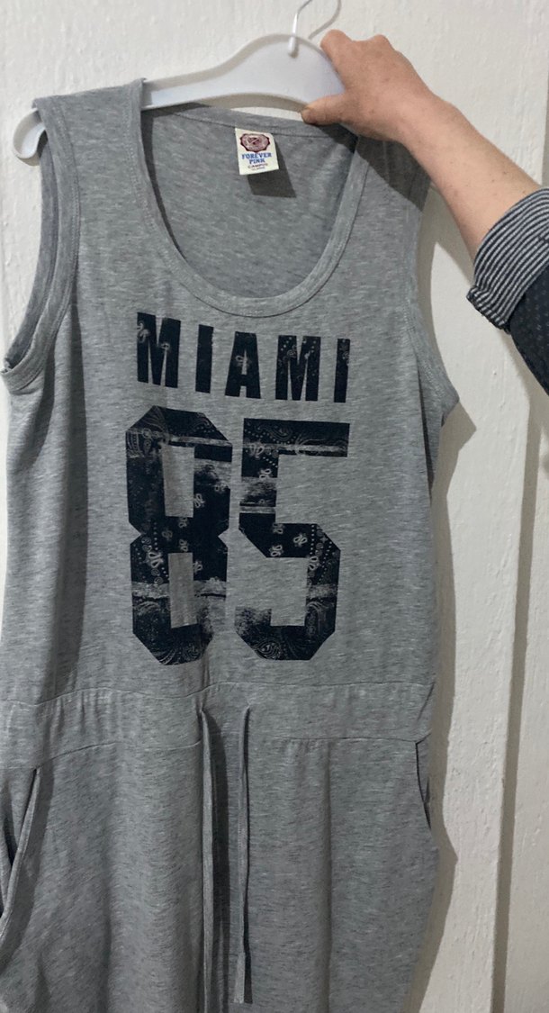 Gri Baskılı Kemerli Hamile Tulum - Görsel 2