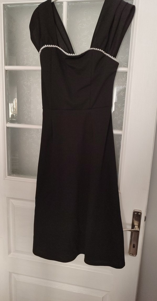 Siyah Drapeli Straplez Midi Elbise - Görsel 2