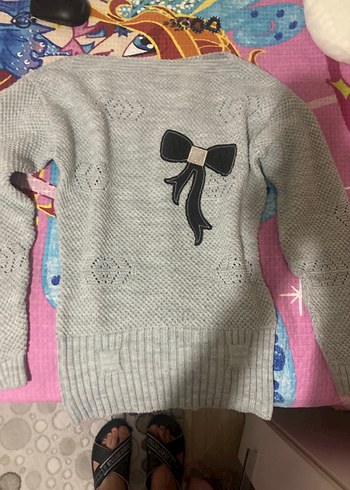 Gri Nakışlı Kadın Triko Kazak