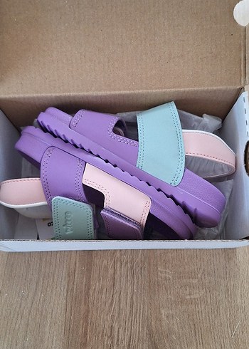 Kız Çocuk Mor Cırt Cırtlı Sandalet - Görsel 5