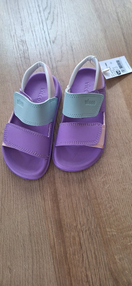 Kız Çocuk Mor Cırt Cırtlı Sandalet - Görsel 4