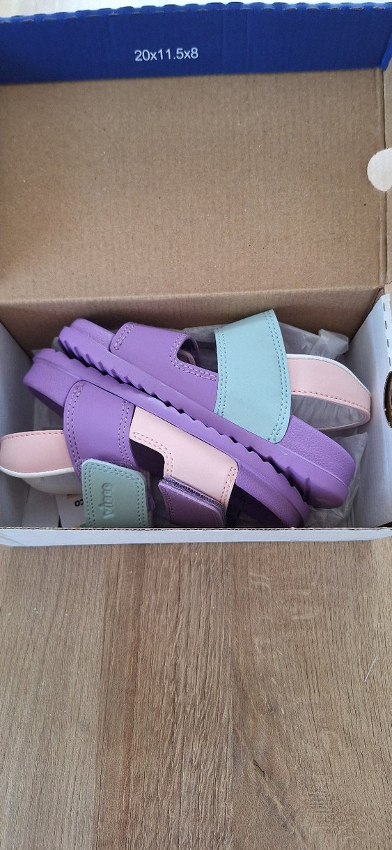 Kız Çocuk Mor Cırt Cırtlı Sandalet - Görsel 5