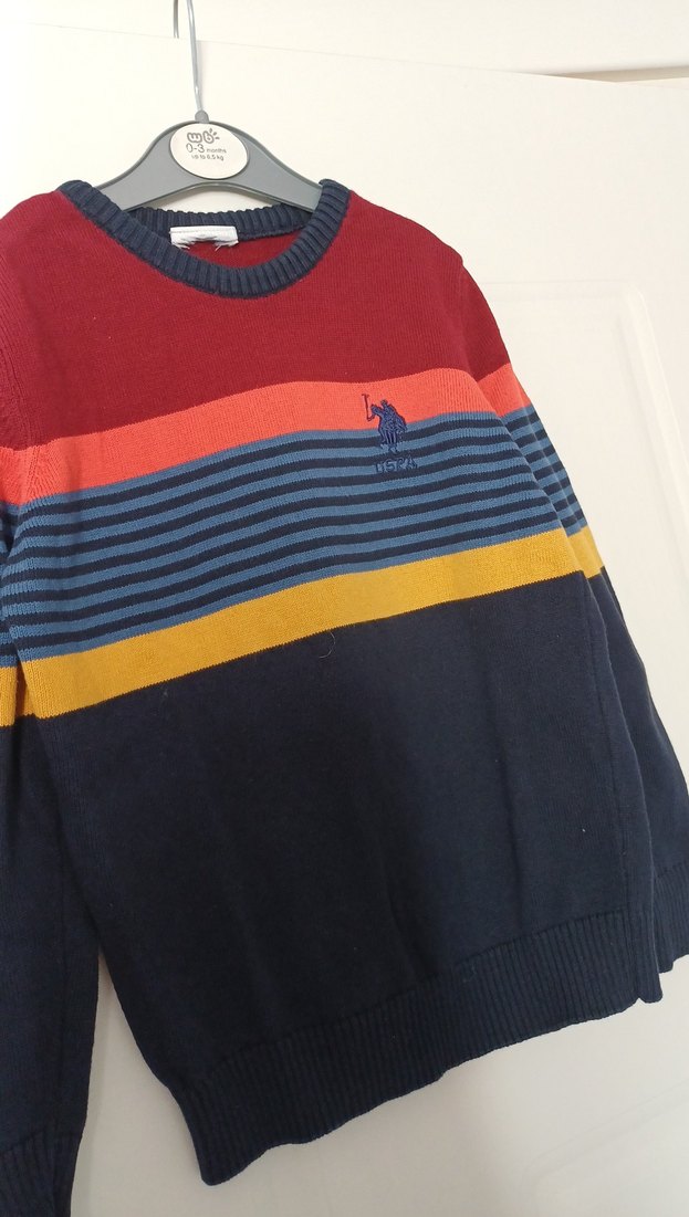 Erkek Çocuk us polo Çizgili Triko Kazak - Görsel 2