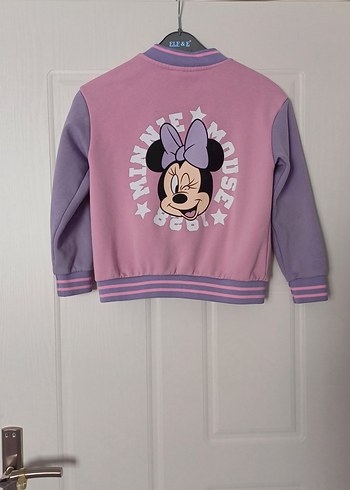 7 Yaş Beden Minnie Mouse Baskılı Pembe Sweatshirt hırka