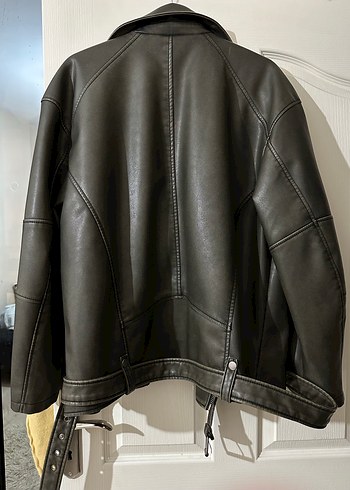 xl Beden Kadın Gri Deri Biker Ceket