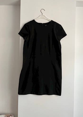 Zara Siyah Süet Kısa Kollu Midi Elbise