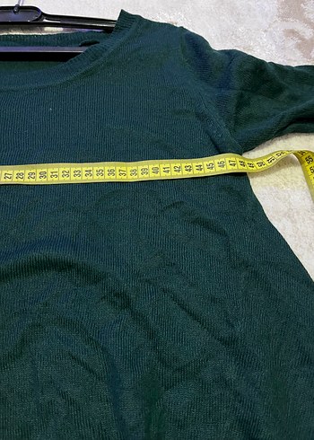 40 Beden Koyu Yeşil Uzun Kollu Keten Tunik
