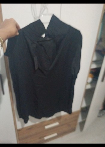 Siyah Kolsuz Yüksek Yakalı bluz - Görsel 4