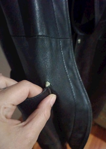 Siyah %100 deri Uzun Kadın ceket - Görsel 2