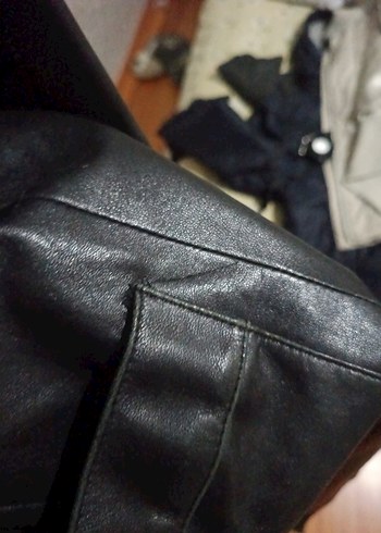 Siyah %100 deri Uzun Kadın ceket - Görsel 3