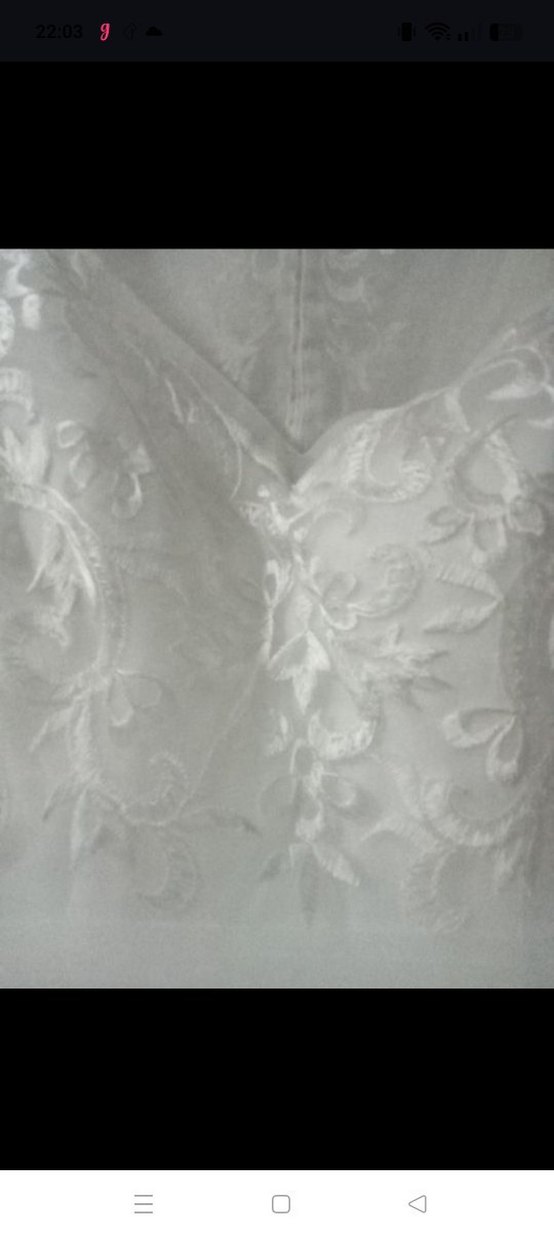 V Yaka Kolsuz Beyaz Uzun Gelinlik - Görsel 3