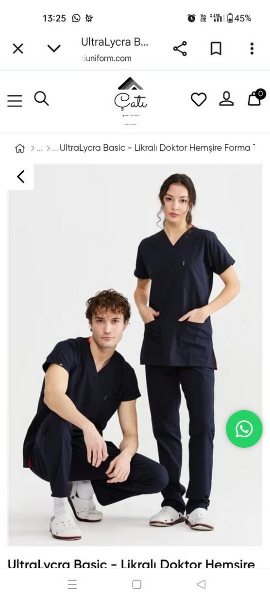 V Yaka Kısa Kollu hemşire forması lacivert renk bayan için - Görsel 2