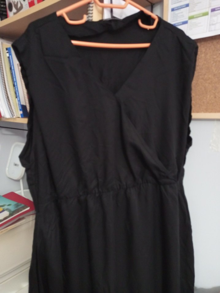 Siyah V Yakalı Salaş Elbise - Görsel 2