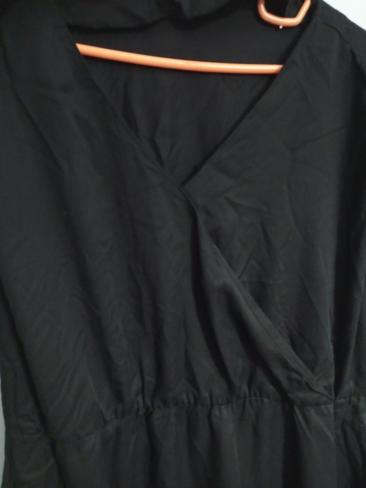 Siyah V Yakalı Salaş Elbise - Görsel 3