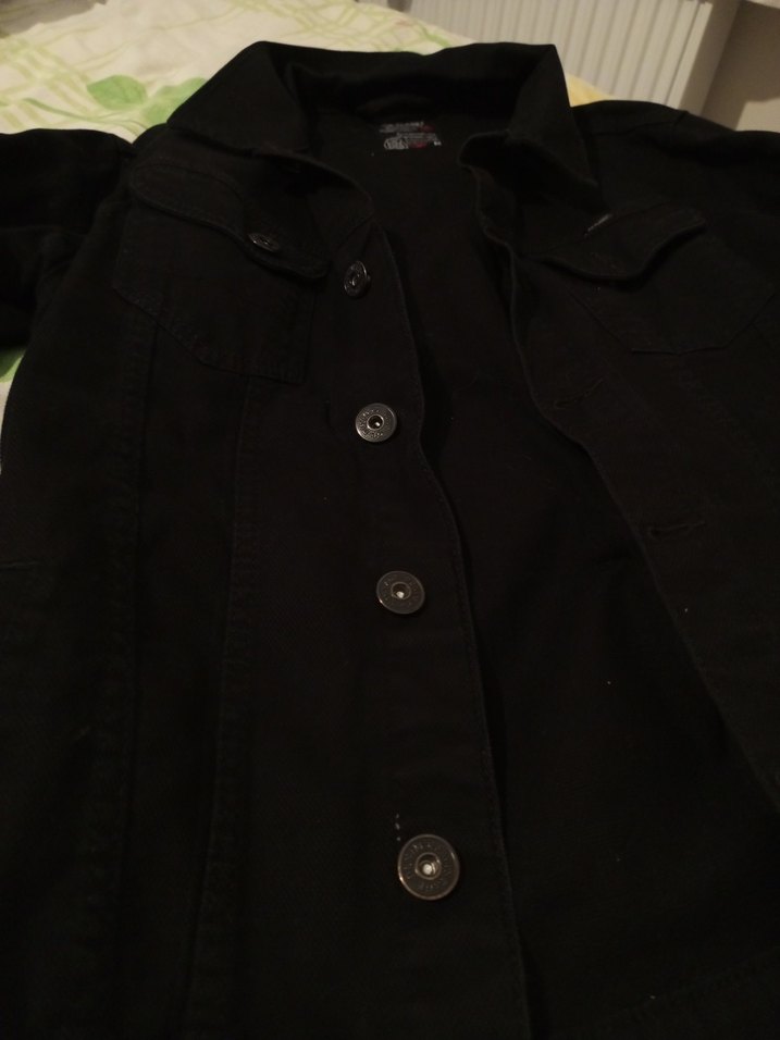 Düğmeli Siyah kot ceket - Görsel 2
