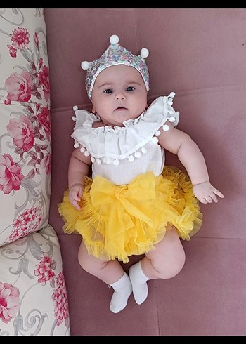 Civil Sarı Fırfırlı Bebek Kız Seti