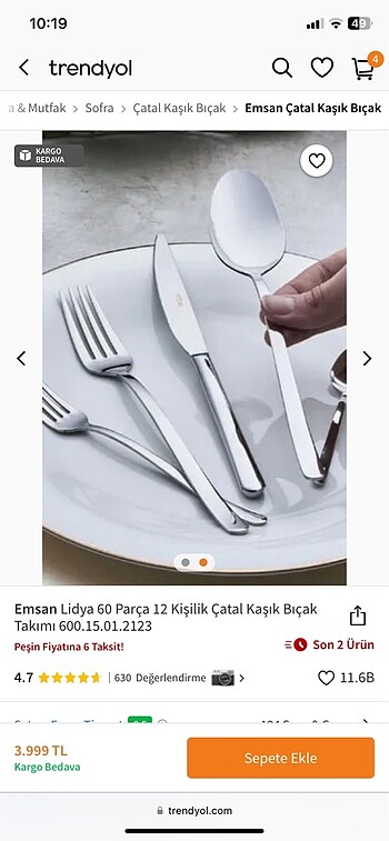 Beden gri Renk 12 kişilik