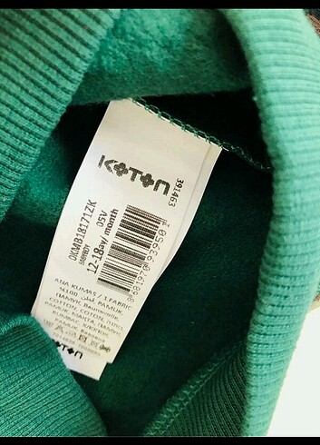 12-18 Ay Beden yeşil Renk Koton erkek bebek sweatshirt