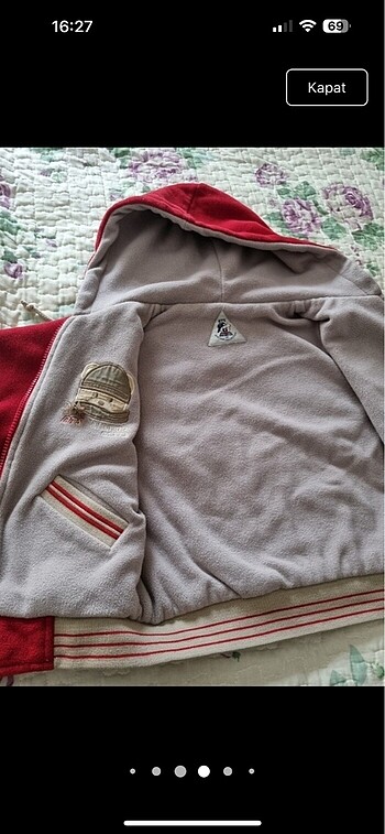 Unisex Çift taraflı bej ve kırmızı Bts mont (4_6 yaş) - Görsel 6