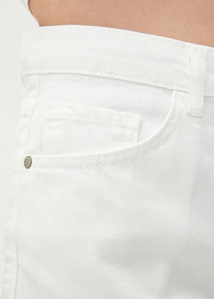 yüksek bel jean şort - Görsel 4