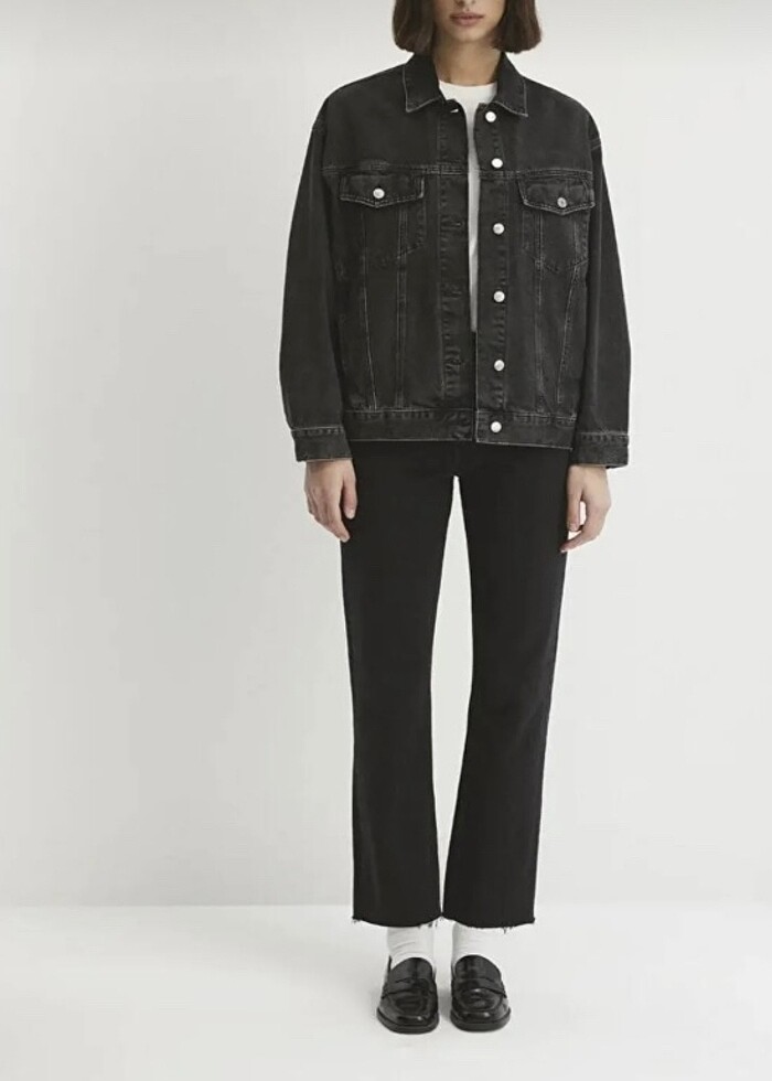 Mavi LUNA Mid Smoke Colle Antrasit Kadın Denim Ceket - Görsel 5