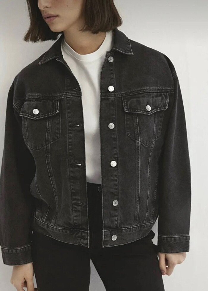 Mavi LUNA Mid Smoke Colle Antrasit Kadın Denim Ceket - Görsel 3