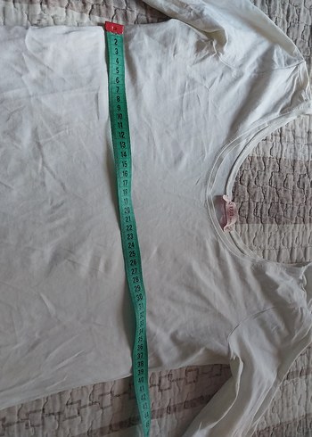 Beyaz geniş yuvarlakYaka  Uzun Kollu Pamuklu Tişört - Görsel 4