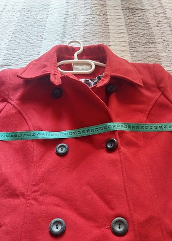 Kırmızı Çift Düğmeli Kaban - Görsel 8