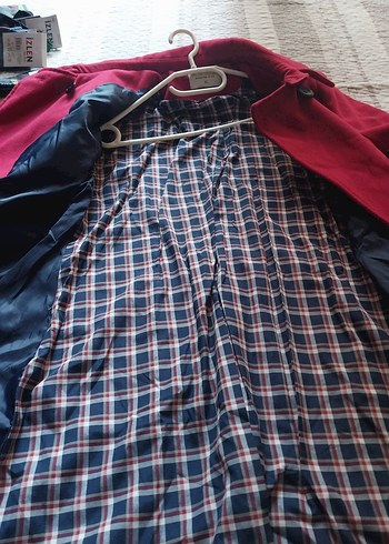 Kırmızı Çift Düğmeli Kaban - Görsel 6