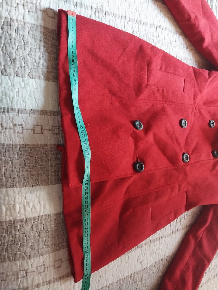 Kırmızı Çift Düğmeli Kaban - Görsel 4