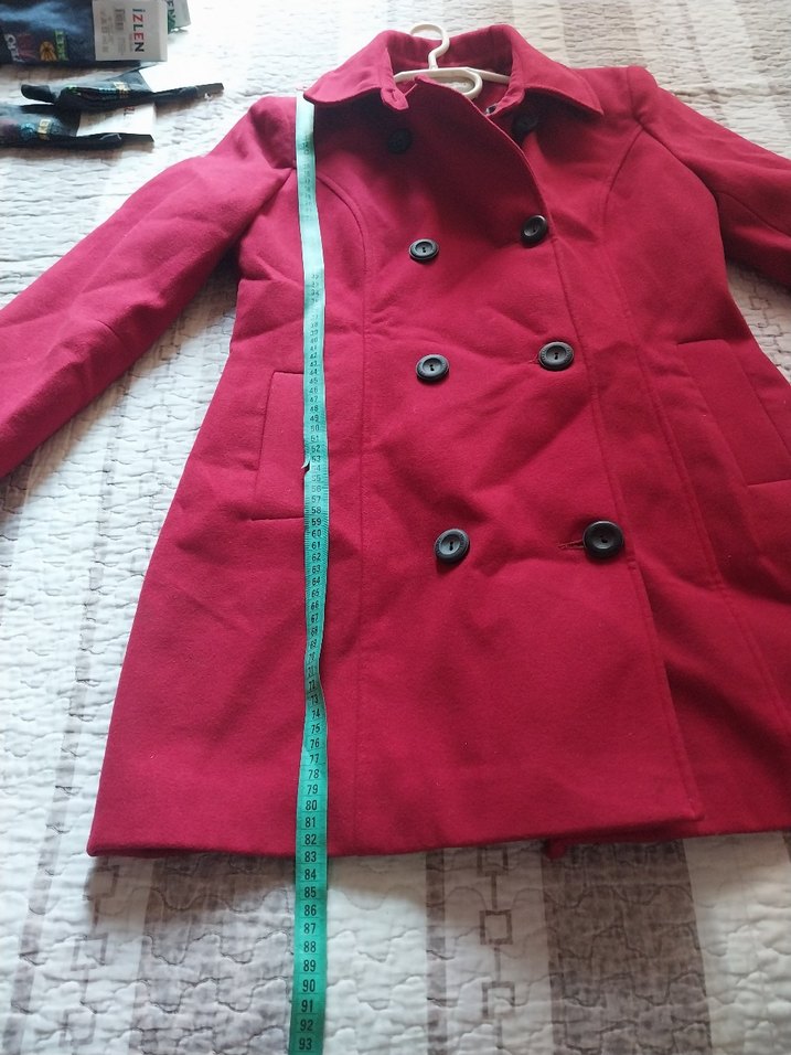 Kırmızı Çift Düğmeli Kaban - Görsel 3