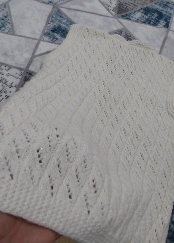 V Yaka Örgü Kadın Süveter - Görsel 4