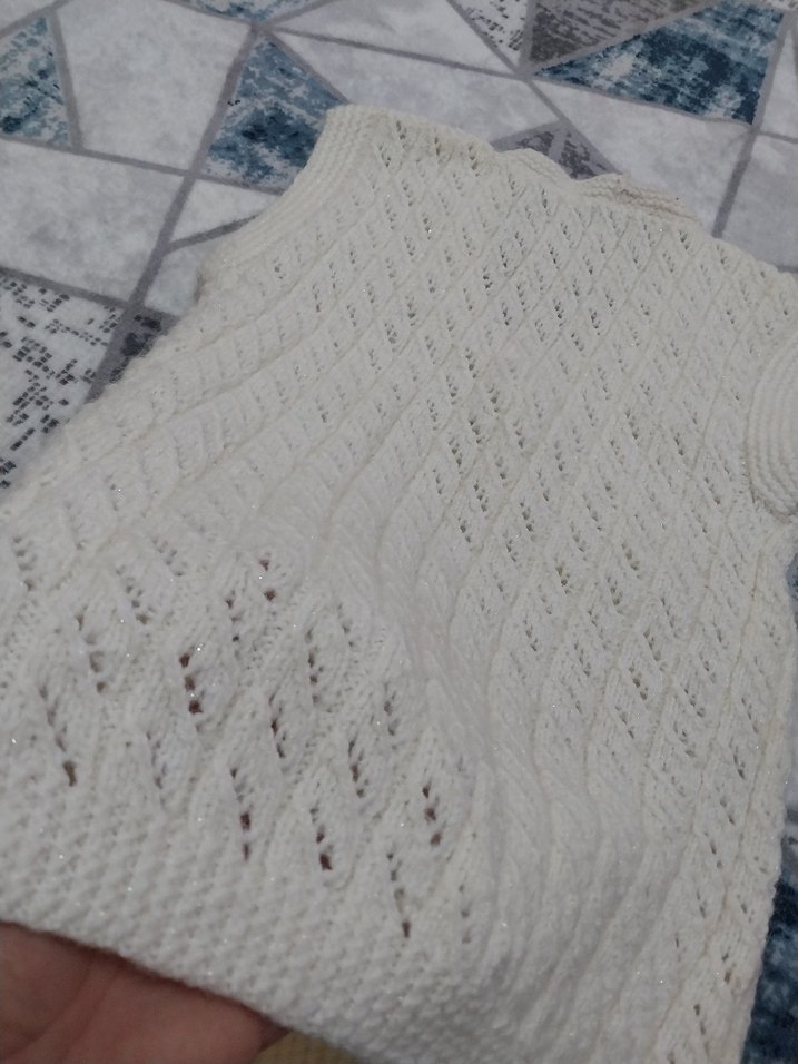 V Yaka Örgü Kadın Süveter - Görsel 4