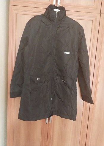 Siyah Fermuarlı Kadın yağmurluk trençkot - Görsel 2