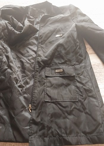 Siyah Fermuarlı Kadın yağmurluk trençkot - Görsel 5